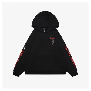 We11done Three-Eye Deer Graphic Zip-Up Hoodie Front view