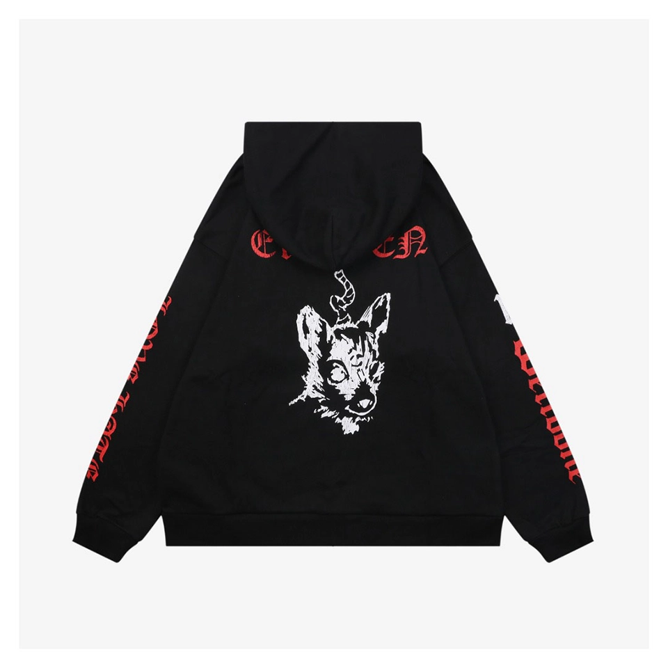 We11done Three-Eye Deer Graphic Zip-Up Hoodie Back view