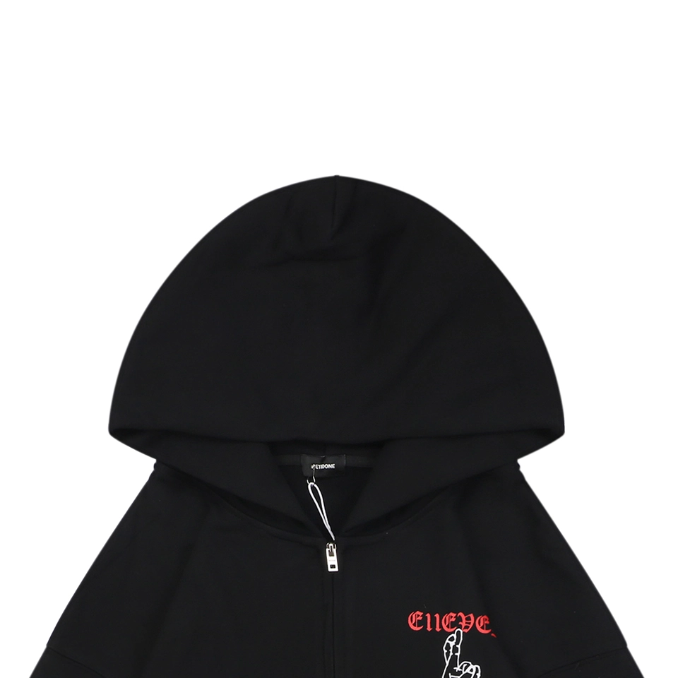 We11done Three-Eye Deer Graphic Zip-Up Hoodie