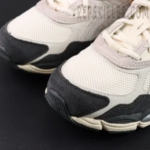 ASICS Gel NYC “White Smoke Grey” sneakers, toe box close-up showing mesh upper and suede overlays