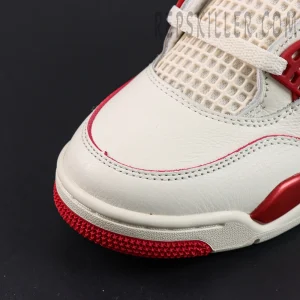 Air Jordan 4 Retro “Valentine’s Day” basketball shoes, toe box leather and mesh construction detail