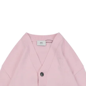 Ami De Cœur Embossed V-Neck Knit Cardigan