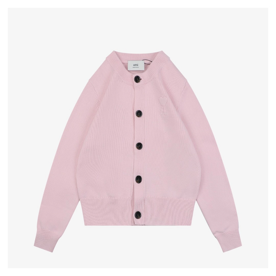 Ami Embossed Heart Knit Cardigan Front view