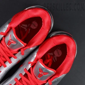 Caitlin Clark x Nike Zoom Kobe 5 Protro “Rookie of the Year” basketball shoes, tongue and inner lining detail with silver tongue and red padding