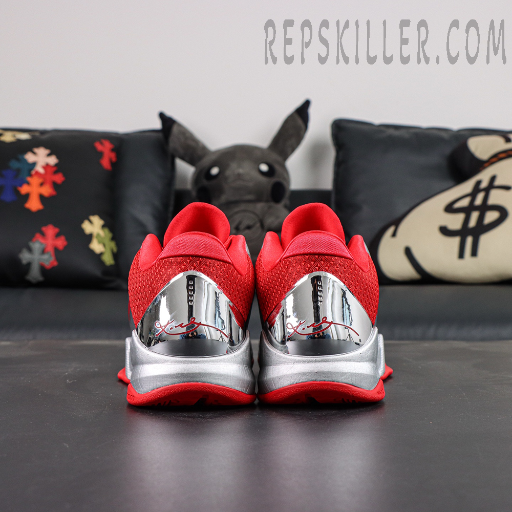 Caitlin Clark x Nike Zoom Kobe 5 Protro “Rookie of the Year” basketball shoes, heel view with metallic heel counter and signature detail