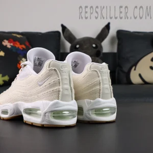 Levi’s x Nike Air Max 95 OG “Light Orewood Brown” heel view with visible Air Max cushioning and Nike Air embroidery