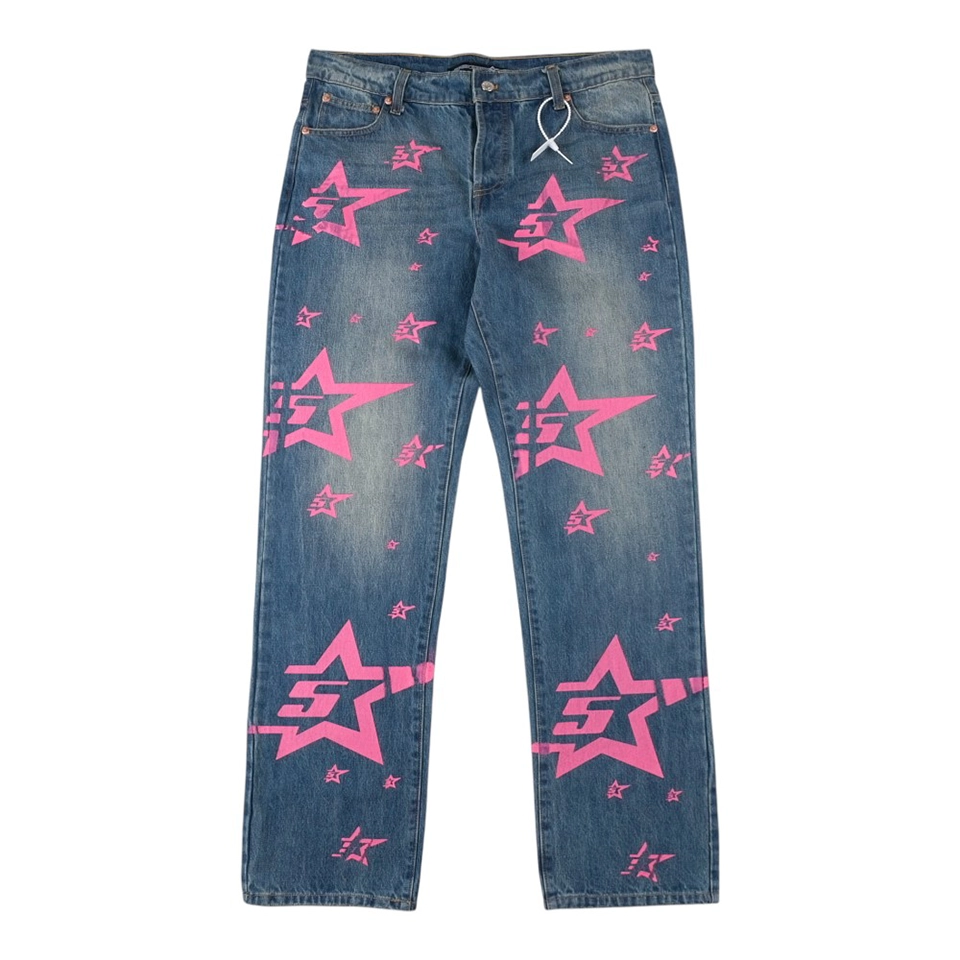Sp5der All-Over Star Denim Jeans Front view