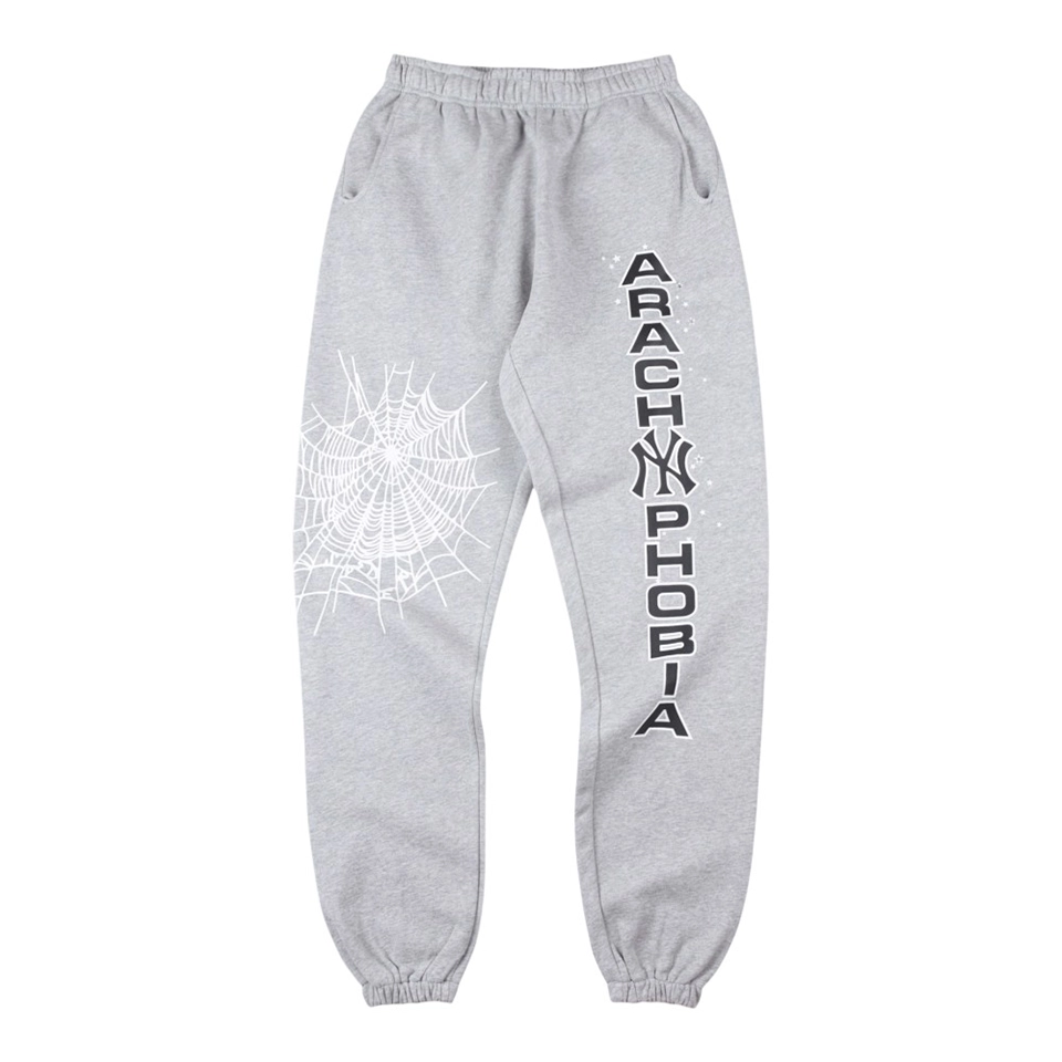 Sp5der Ashweb Grey Arachnophobia Graphic Sweatpants Front view
