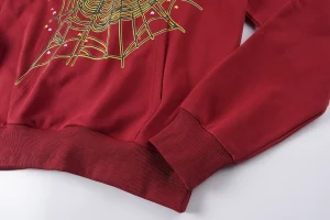 Sp5der Crimson Gold Web Graphic Hoodie12