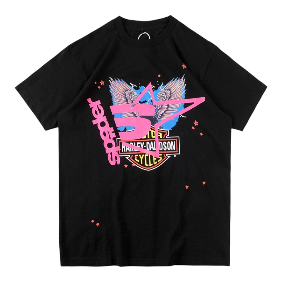 Sp5der Harley Flame Star Graphic T-Shirt Front view