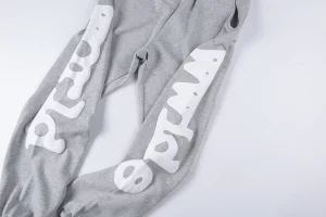 Sp5der Heather Grey Oversized White Script Sweatpants7