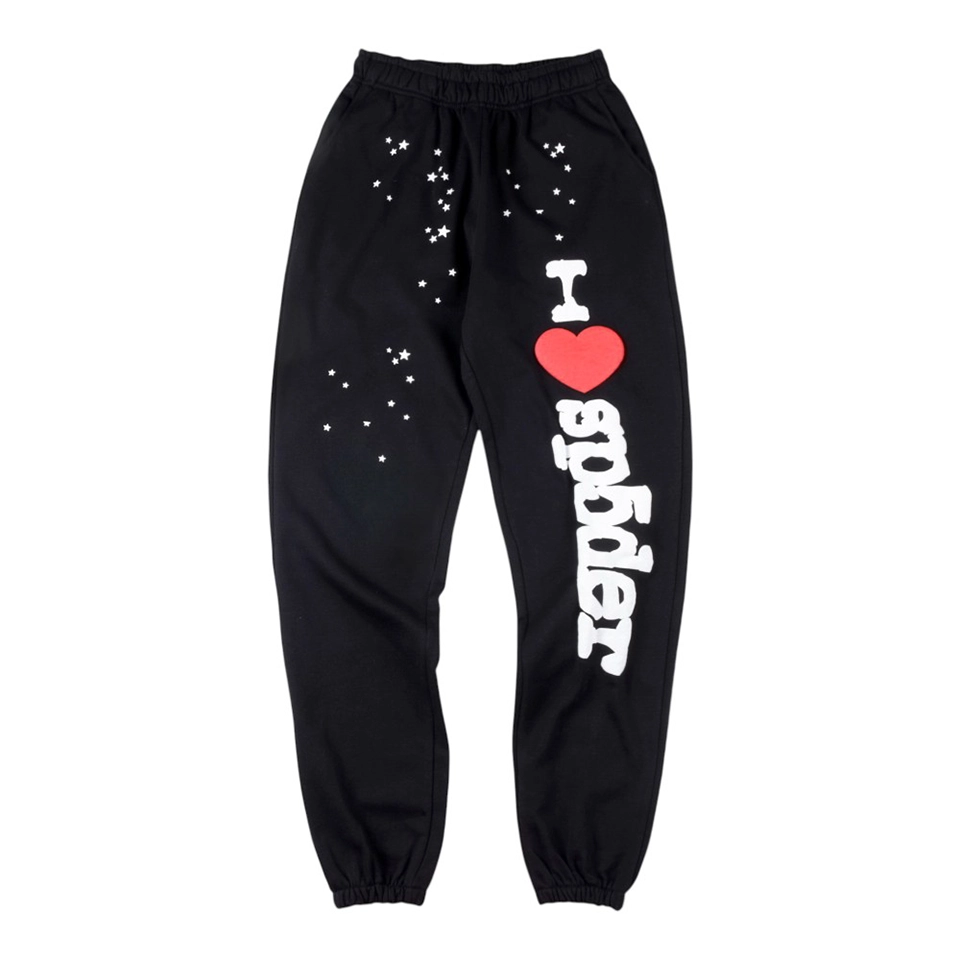 Sp5der Midnight Heart Script Graphic Sweatpants Front view