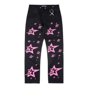 Sp5der Midnight Pinkstar Allover Graphic Pants Front view