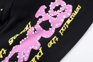 Sp5der Midnight Stardust Pink Script Sweatpants2