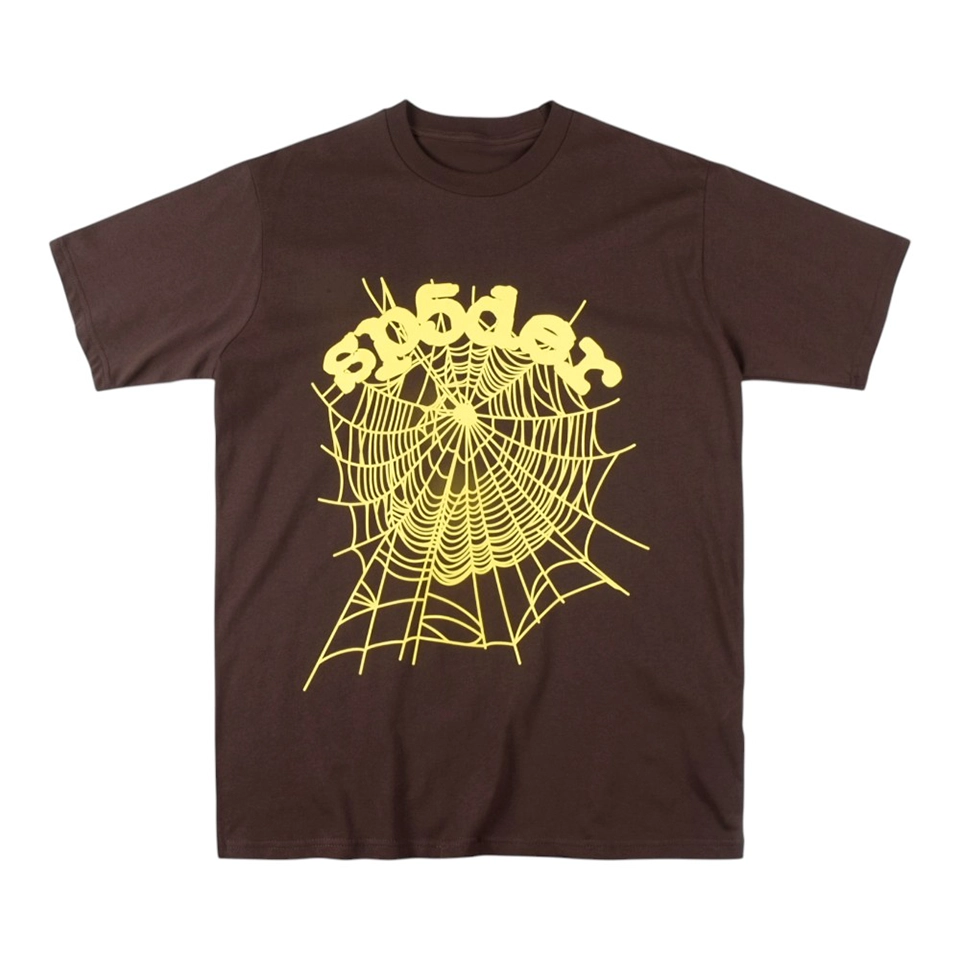 Sp5der Mocha Goldweb Graphic T-shirt Front view