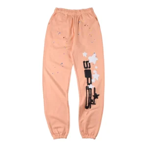 Sp5der Peach Star Logo Graphic Sweatpants Front view
