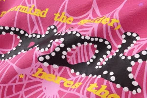 Sp5der Pink Web Star Graphic Hoodie2