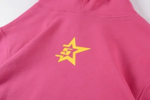 Sp5der Pink Web Star Graphic Hoodie7