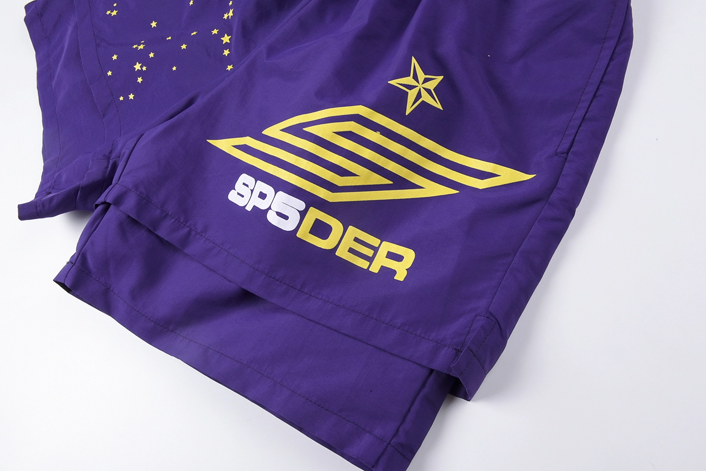 Sp5der Purple Star Logo Graphic Shorts7