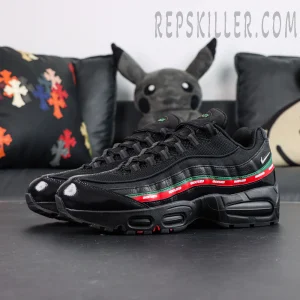 Undefeated x Nike Air Max 95 Black sneakers, front-side angle with visible Air Max cushioning