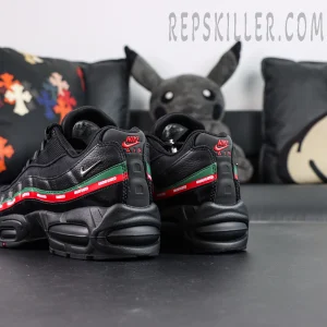 Undefeated x Nike Air Max 95 Black sneakers, rear-side angle showing layered upper construction