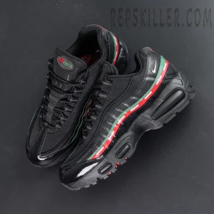Undefeated x Nike Air Max 95 Black sneakers, top-down view highlighting upper and lacing system