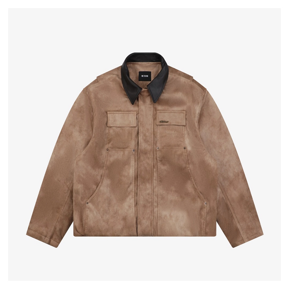 We11done Faux Suede Leather Collar Padded Jacket Front view