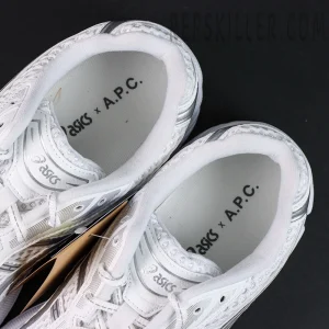 A.P.C. x ASICS Gel Kayano 14 “White Pure Silver” insole detail with Asics x A.P.C. branding