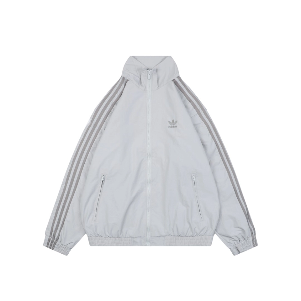 Adidas Originals Three-Stripes Stand-Collar Track Jacket Grey Front view