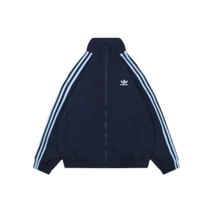 Adidas Originals Three-Stripes Stand-Collar Track Jacket Navy Front view