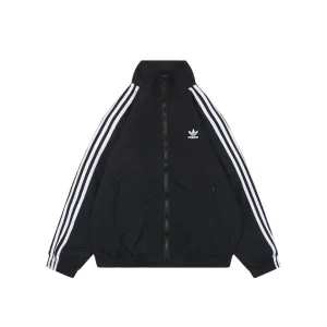Adidas Originals Three-Stripes Stand-Collar Track Jacket Black Front view