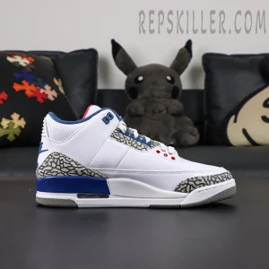 Air Jordan 3 “True Blue” side profile with mid-top build and visible Air unit