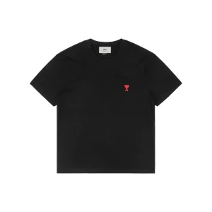 Ami Paris Ami de Cœur Embroidered T-Shirt Black Front view