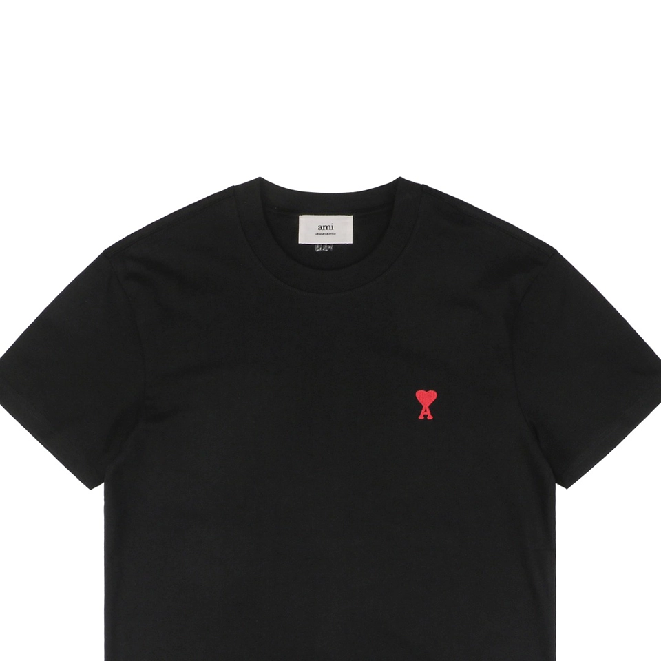 Ami Paris Ami de Cœur Embroidered T-Shirt Black