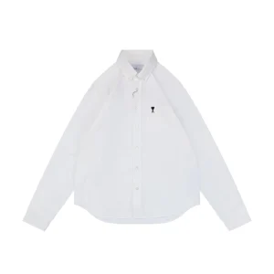 Ami Paris Heart Logo Oxford Shirt Front view