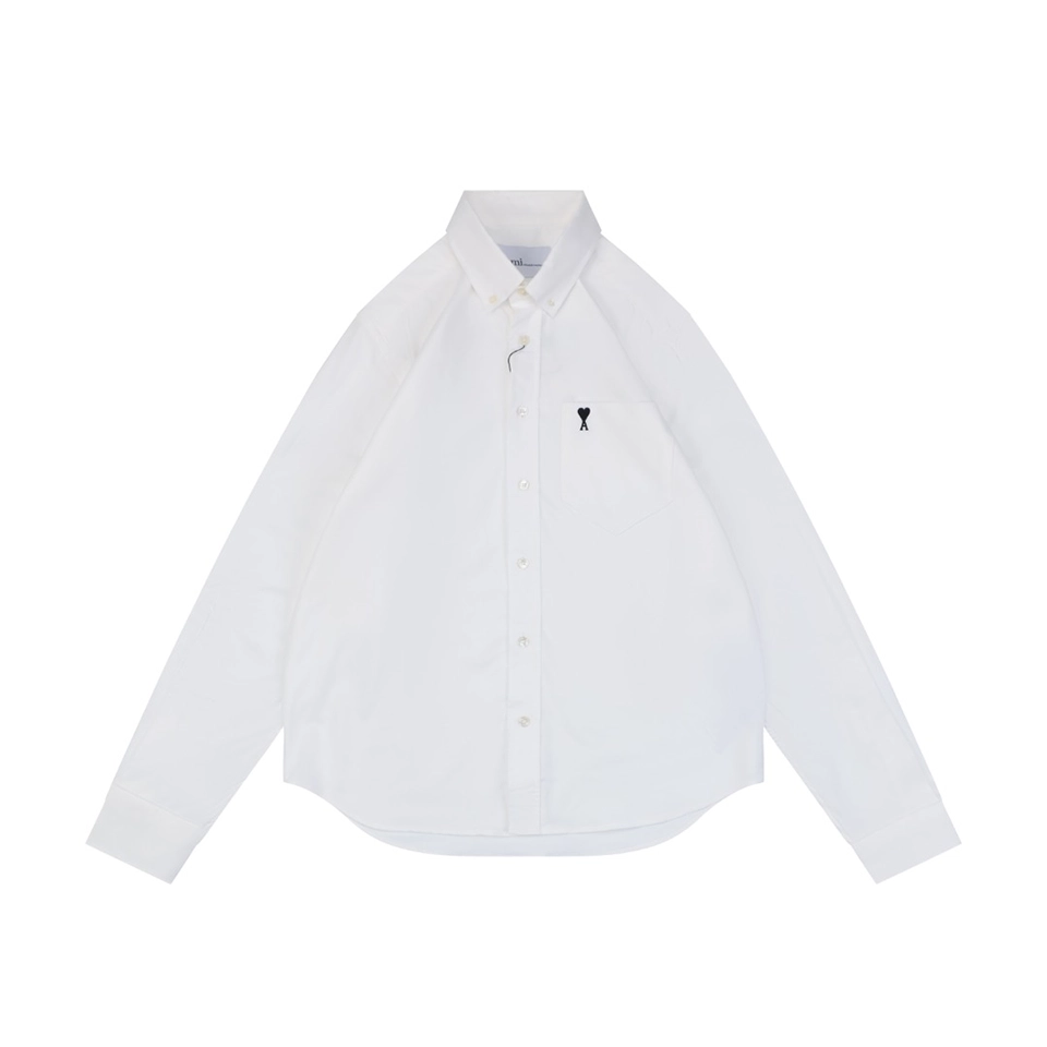 Ami Paris Heart Logo Oxford Shirt Front view