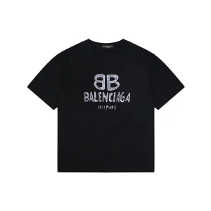 Balenciaga 1719 Double B Graffiti Logo T-Shirt Front view
