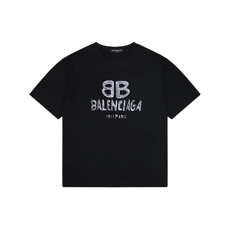 Balenciaga 1719 Double B Graffiti Logo T-Shirt Front view