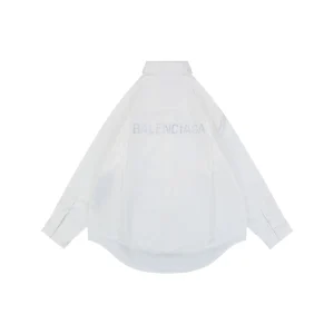 Balenciaga Rhinestone Logo Back Oversized Shirt White Back view