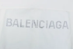 Balenciaga Rhinestone Logo Back Oversized Shirt White Brand