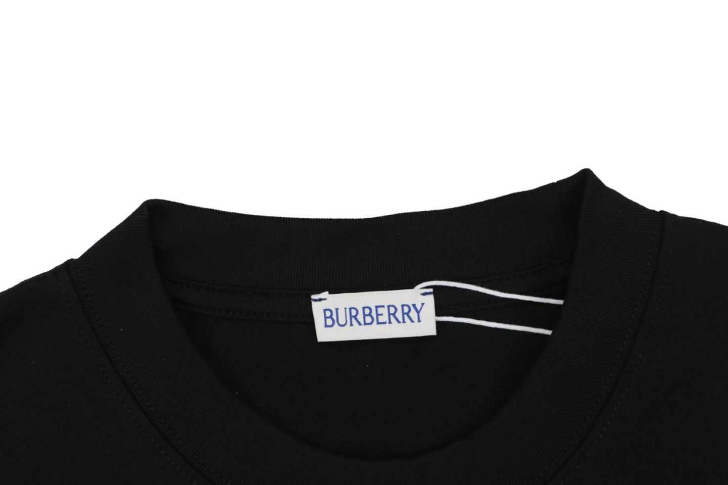 Burberry Check Equestrian Knight Embroidered Washed Cotton T-Shirt Black Collar