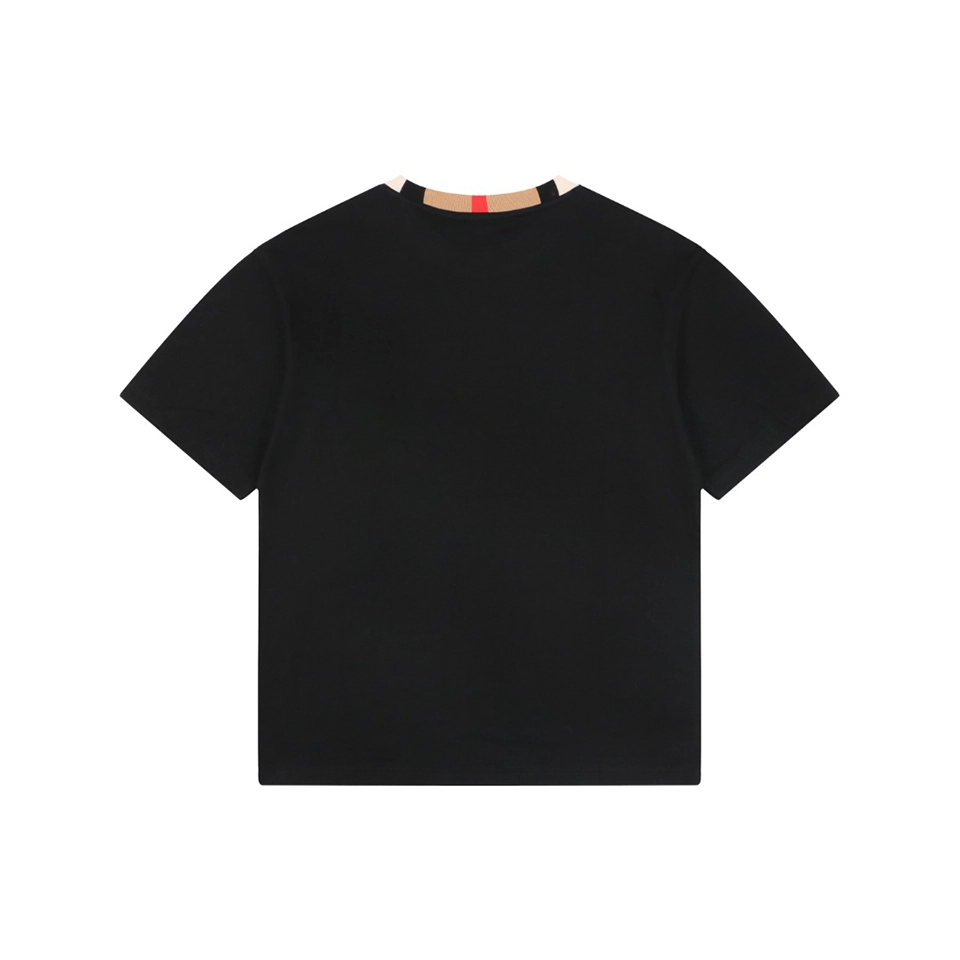 Burberry Check Trim Logo T-Shirt Black Back view