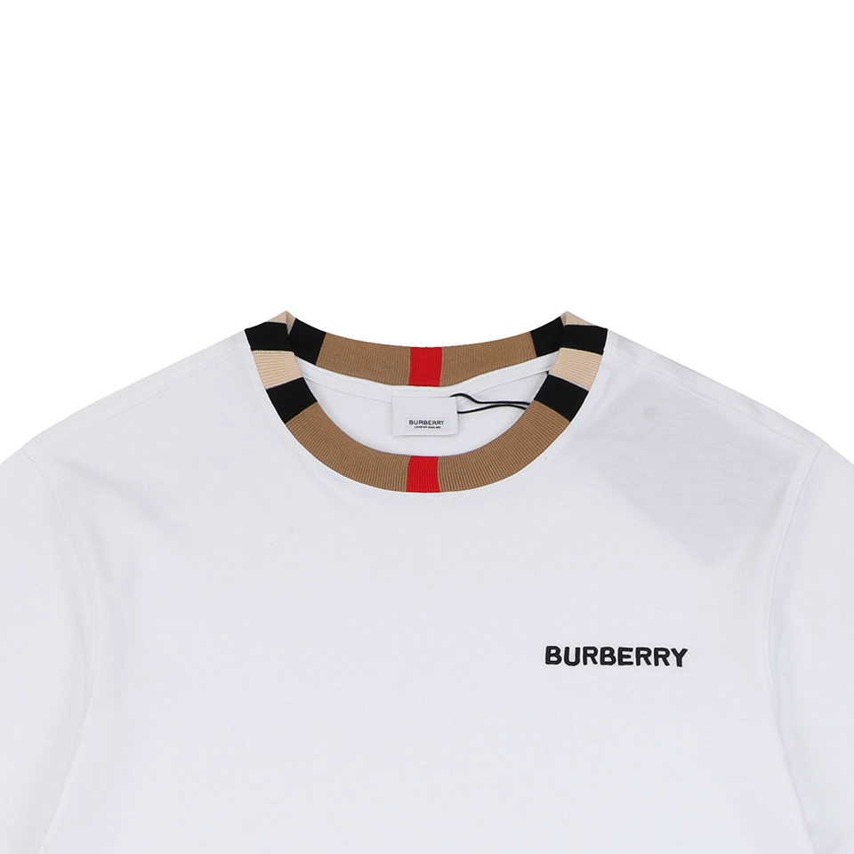 Burberry Check Trim Logo T-Shirt White
