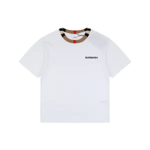 Burberry Check Trim Logo T-Shirt White Front view