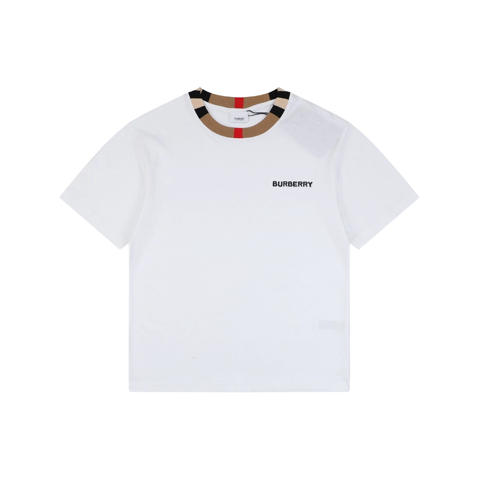 Burberry Check Trim Logo T-Shirt White Front view