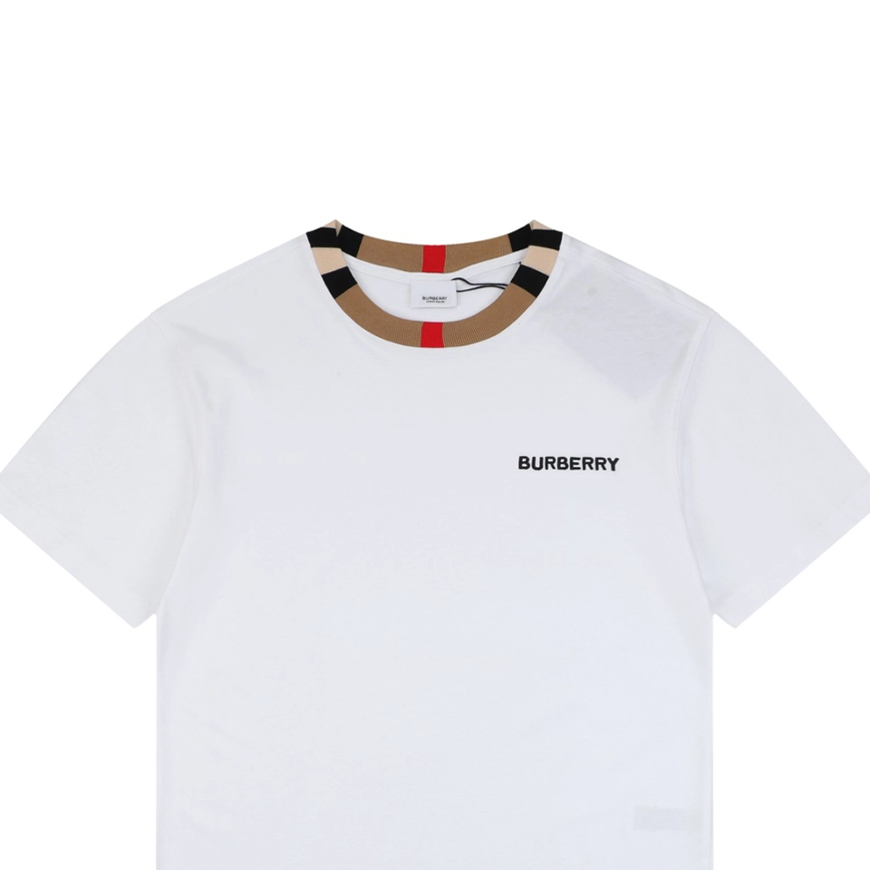 Burberry Check Trim Logo T-Shirt White