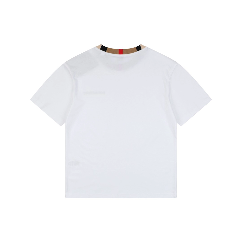 Burberry Check Trim Logo T-Shirt White Back view
