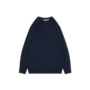 Burberry Equestrian Knight Embroidered Cashmere-Blend Crewneck Sweater Navy Front view