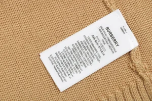 Burberry Equestrian Knight Embroidered Cashmere-Blend Crewneck Sweater Brown Wash label