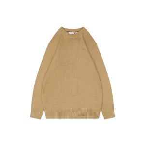 Burberry Equestrian Knight Embroidered Cashmere-Blend Crewneck Sweater Brown Front view